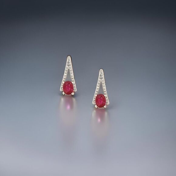 Natural Tourmaline Diamond Dangle Stud Earrings 0.75" 14k White Gold 2.48 TCW - Picture 7 of 13
